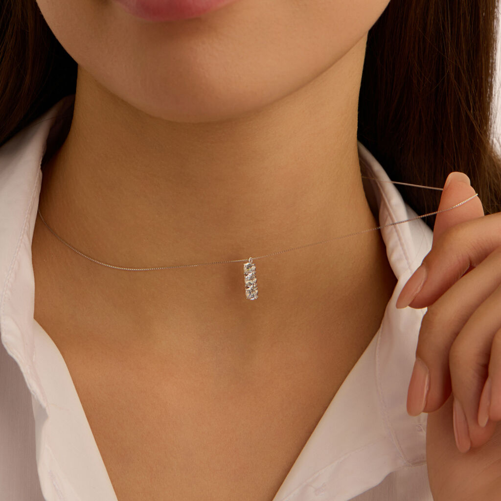 Collana Trilogy Claire Oro Bianco Cubic Zirconia