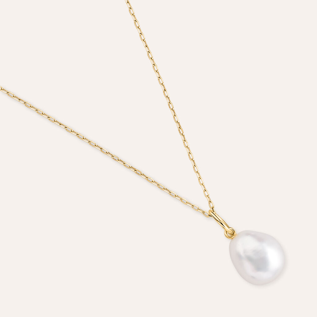 Pendente Love Beats Argento Dorato Perla D'Acqua Dolce