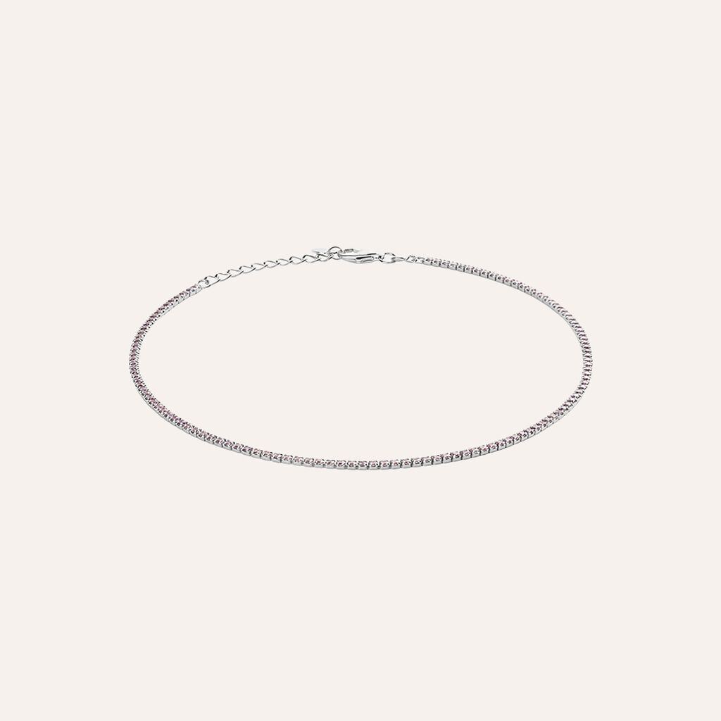 Cavigliera Tennis Silver Rainbow Argento Rodiato Cubic Zirconia