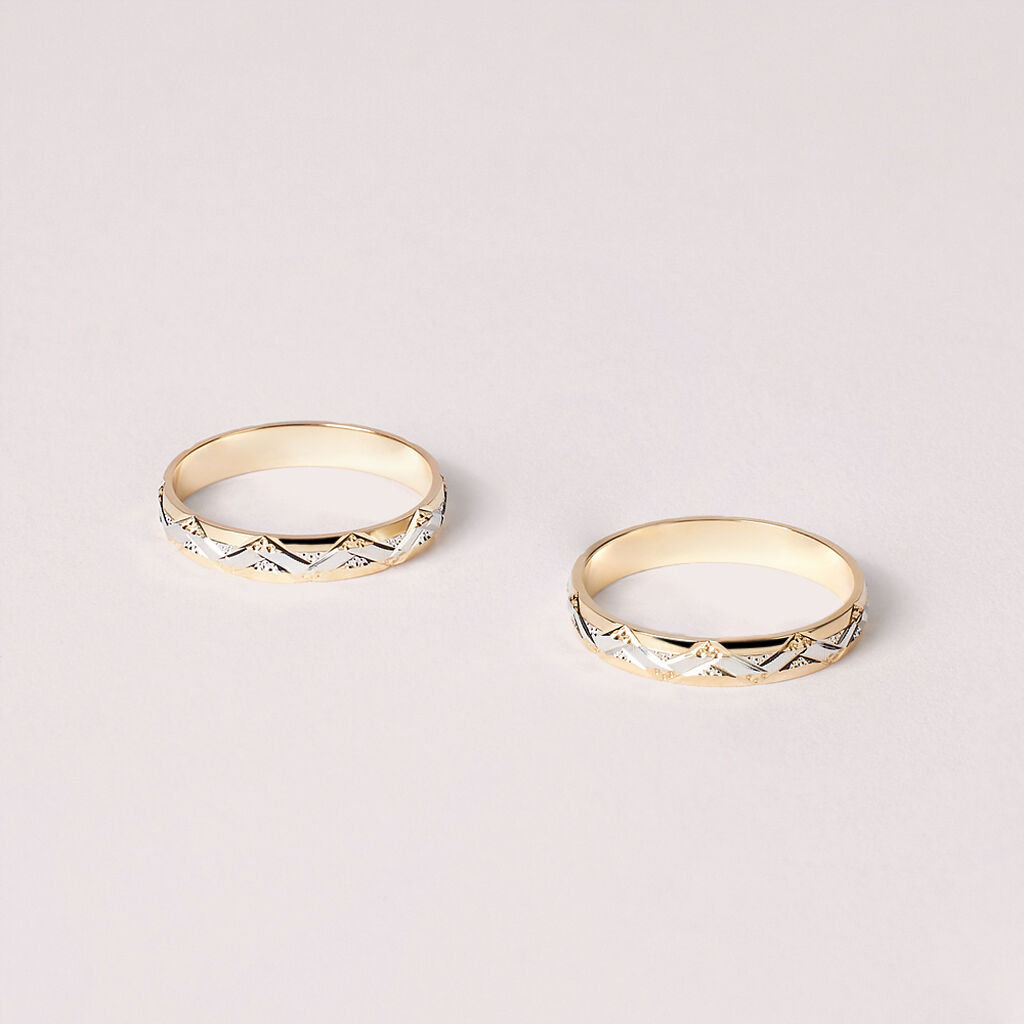 Fede Classica Diamantata 3 mm Oro Bicolore