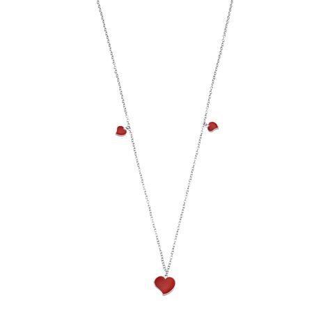 Girocollo in acciaio e cuore smalto rosso - Collane Donna | Stroili