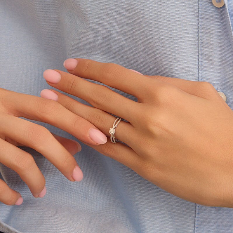 Anello Solitario Sophia Oro Bianco Diamante - Anelli con Pietre Donna | Stroili