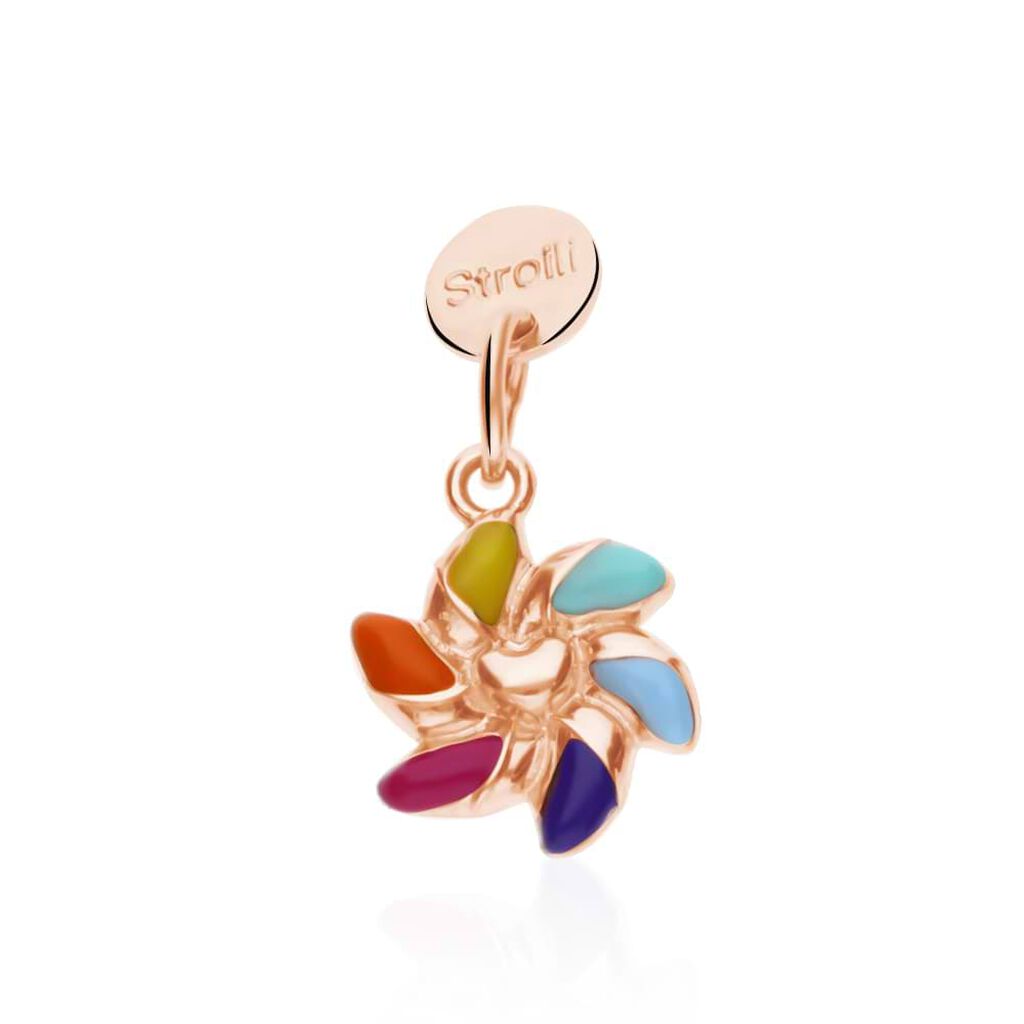 Charm girandola in argento rosato e smalto