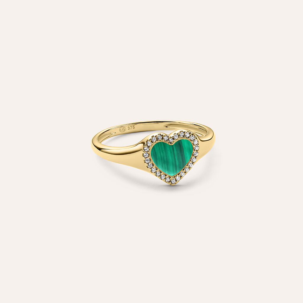 Anello Chevalier Beverly Oro Giallo Malachite Cubic Zirconia