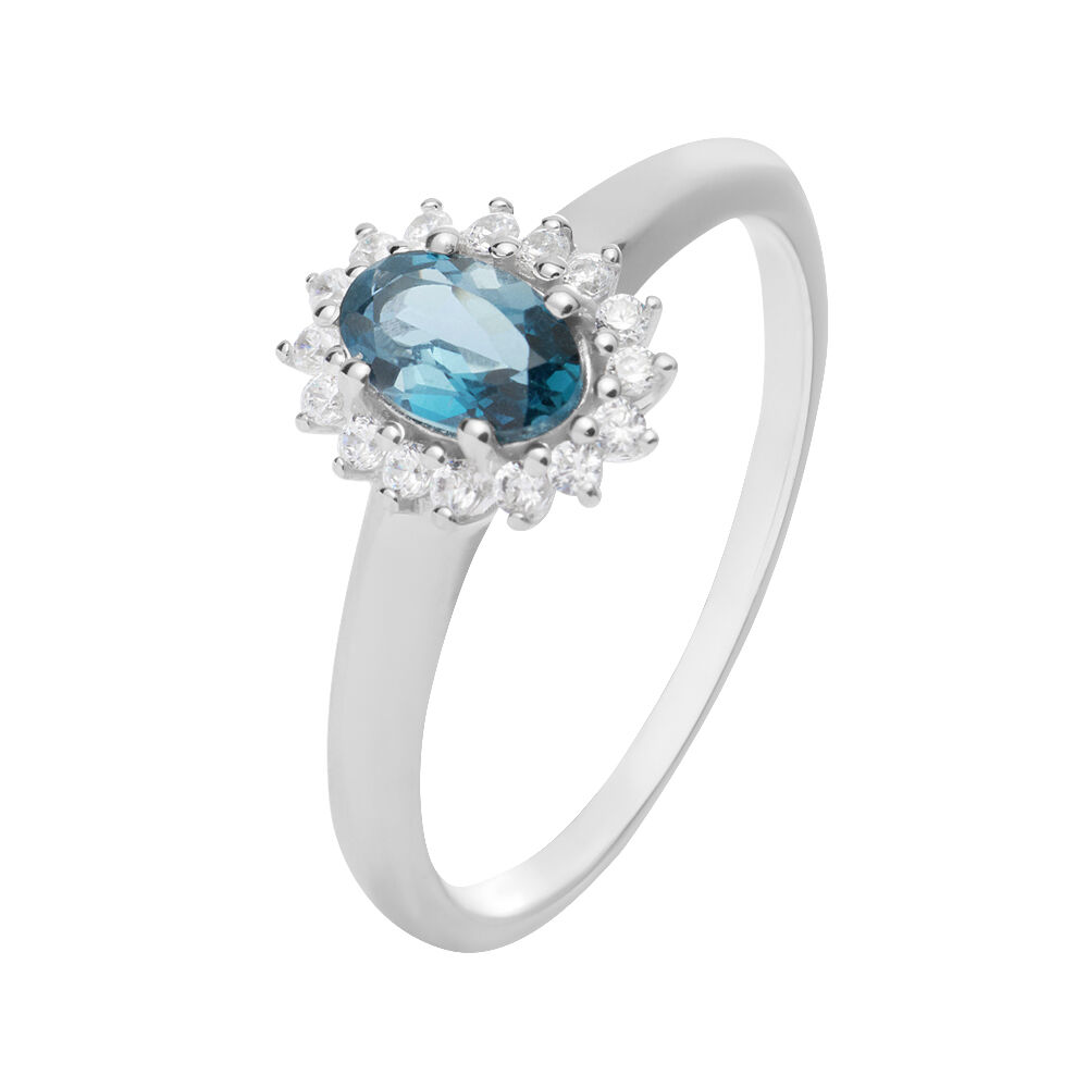 Anello Solitario Am lie Oro Bianco Topazio Cubic Zirconia