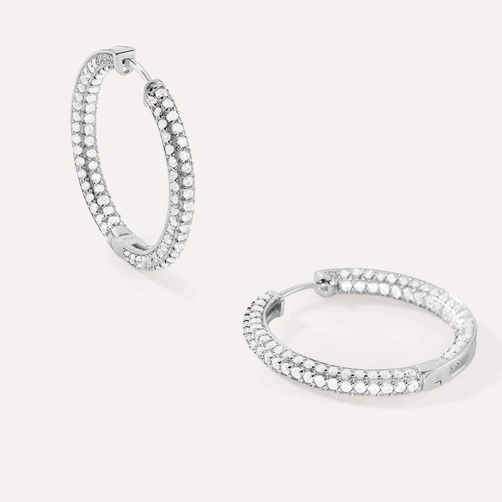 Orecchini A Cerchio Silver Shine Argento Rodiato Cubic Zirconia