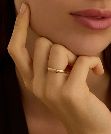 Fede Classica Diamantata 3 mm Oro Giallo