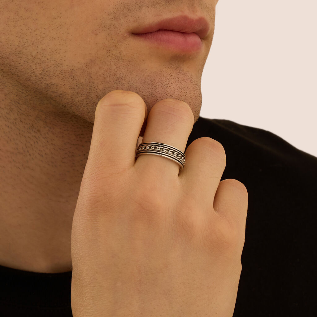 Anello Fantasia Gentleman Argento Rodiato