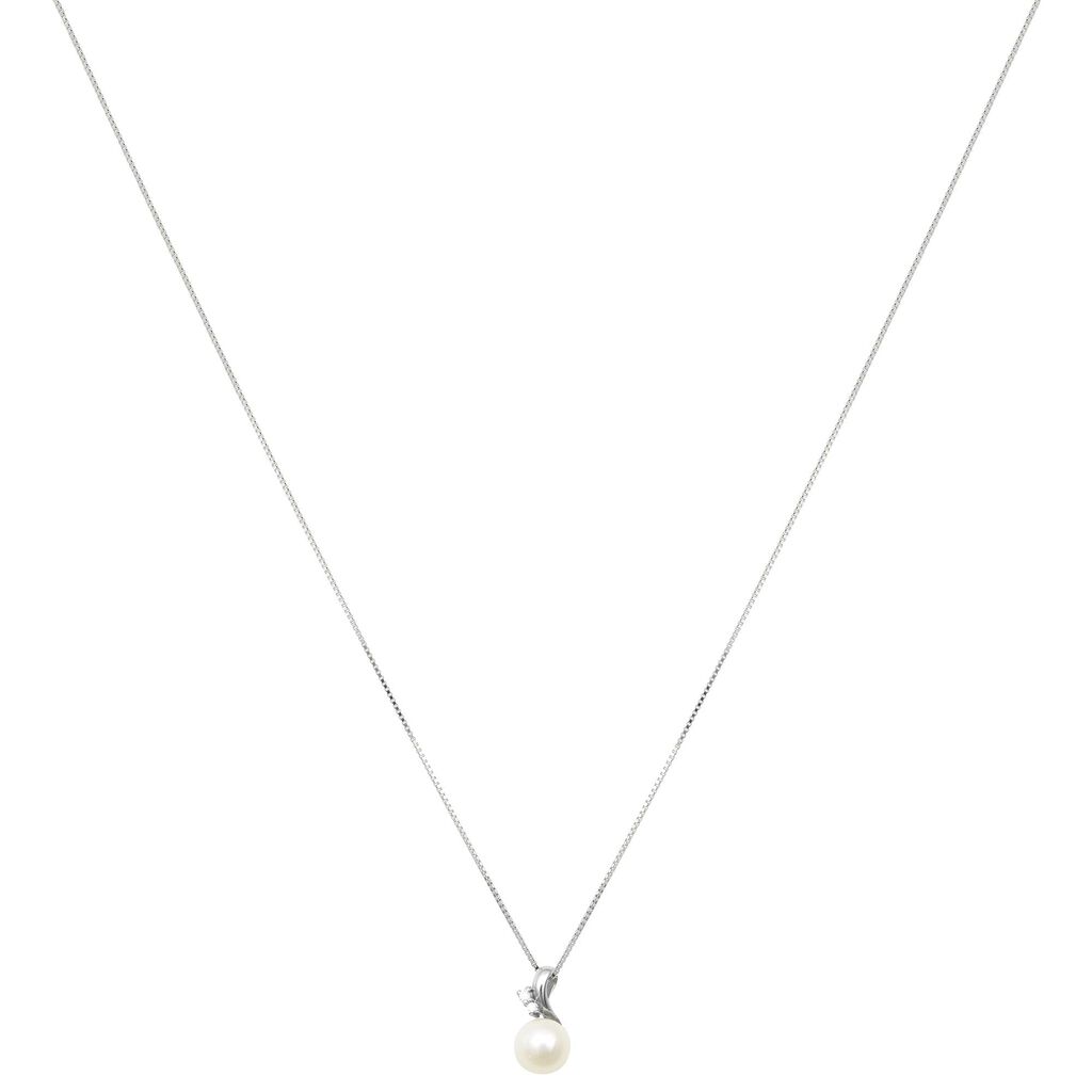 Girocollo in oro bianco. perle e diamanti 0.015 ct - Collane Donna | Stroili