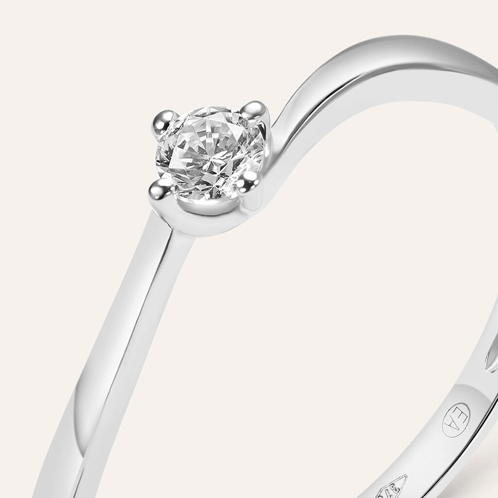 Anello Solitario Claire Oro Bianco Zircone - Anelli con Pietre Donna | Stroili