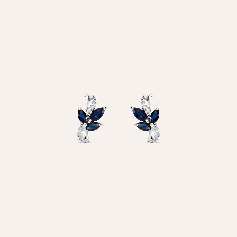 Orecchini Lobo Charlotte Oro Bianco Zaffiro Diamante - Orecchini a Lobo Donna | Stroili