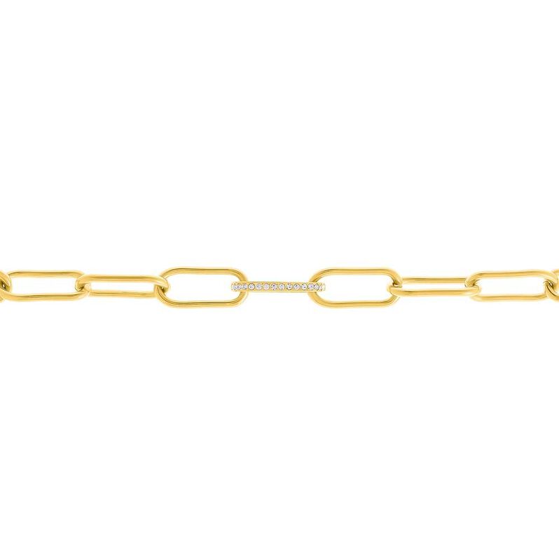 Catena Lady Code Acciaio Dorato Cristallo - Collane Catena Donna | Stroili