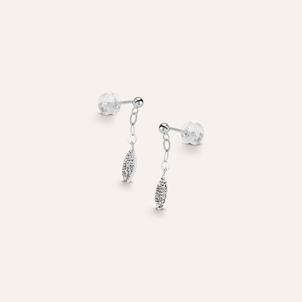 Orecchini Pendenti Christelle Oro Bianco Cristallo