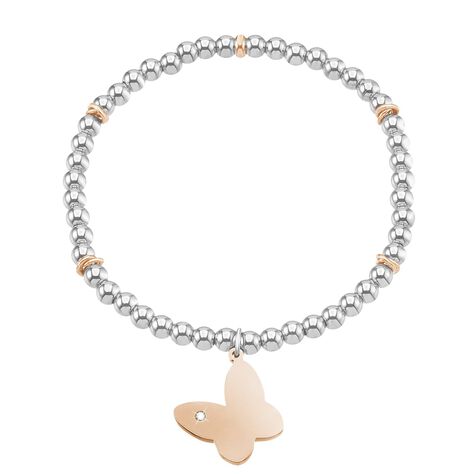 Bracciale farfalla in acciaio bicolore e cristalli - Bracciali Donna | Stroili