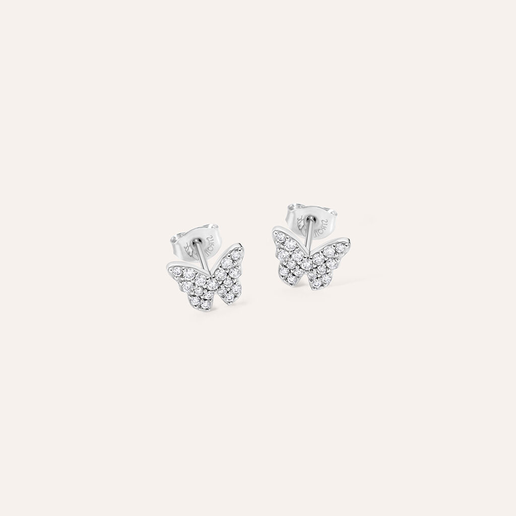 Orecchini Lobo Silver Baby Argento Rodiato Cubic Zirconia
