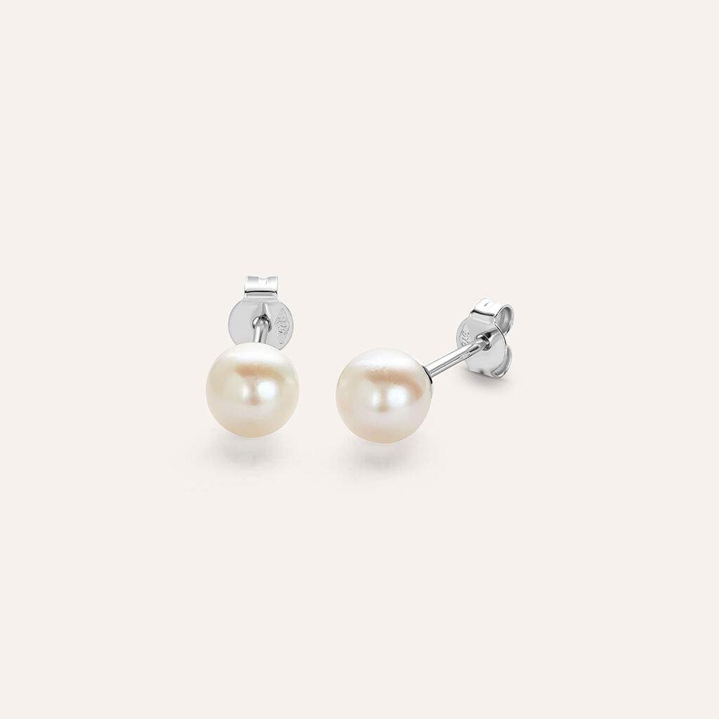Orecchini Lobo Gabrielle Oro Bianco Perla Akoya - Orecchini a Lobo Donna | Stroili