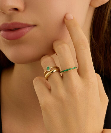 Anello Solitario Kate Charlotte Oro Giallo Smeraldo Diamante