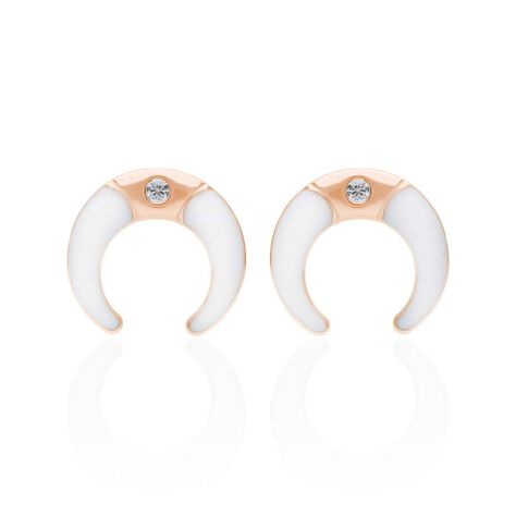 Orecchini lunula a lobo in acciaio rosato e strass - Orecchini a Lobo Donna | Stroili