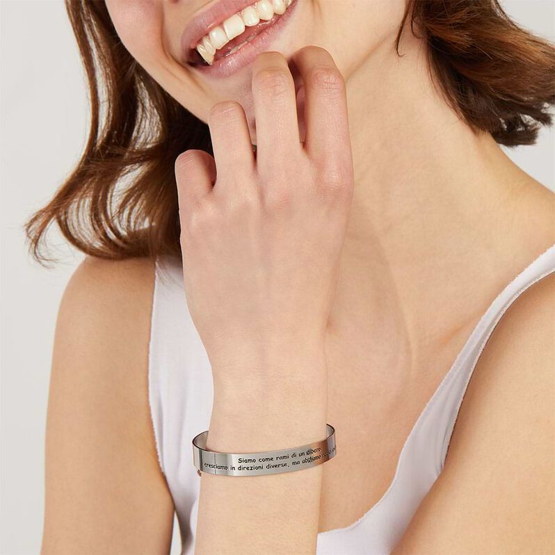 Bangle Lady Message Acciaio Cristallo - Bracciali Rigidi Donna | Stroili
