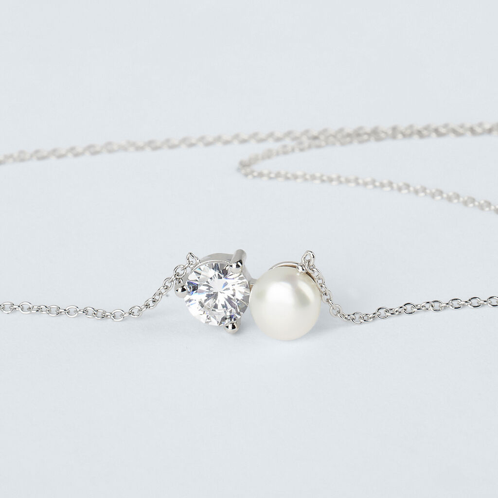 Collana Silver Pearls Argento Rodiato Perla sintetica Cubic Zirconia - Collane Donna | Stroili