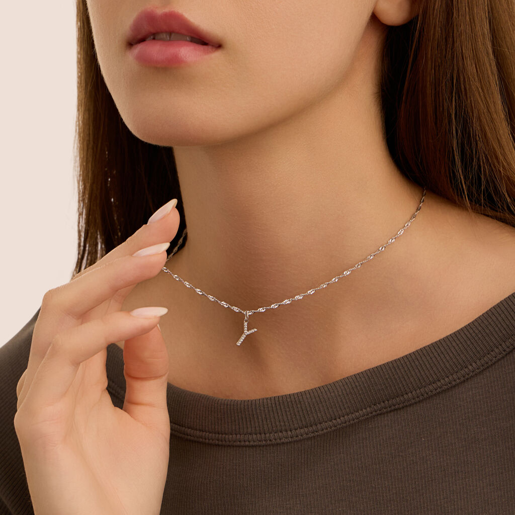 Pendente Poème Oro Bianco Cubic Zirconia - Ciondoli Donna | Stroili