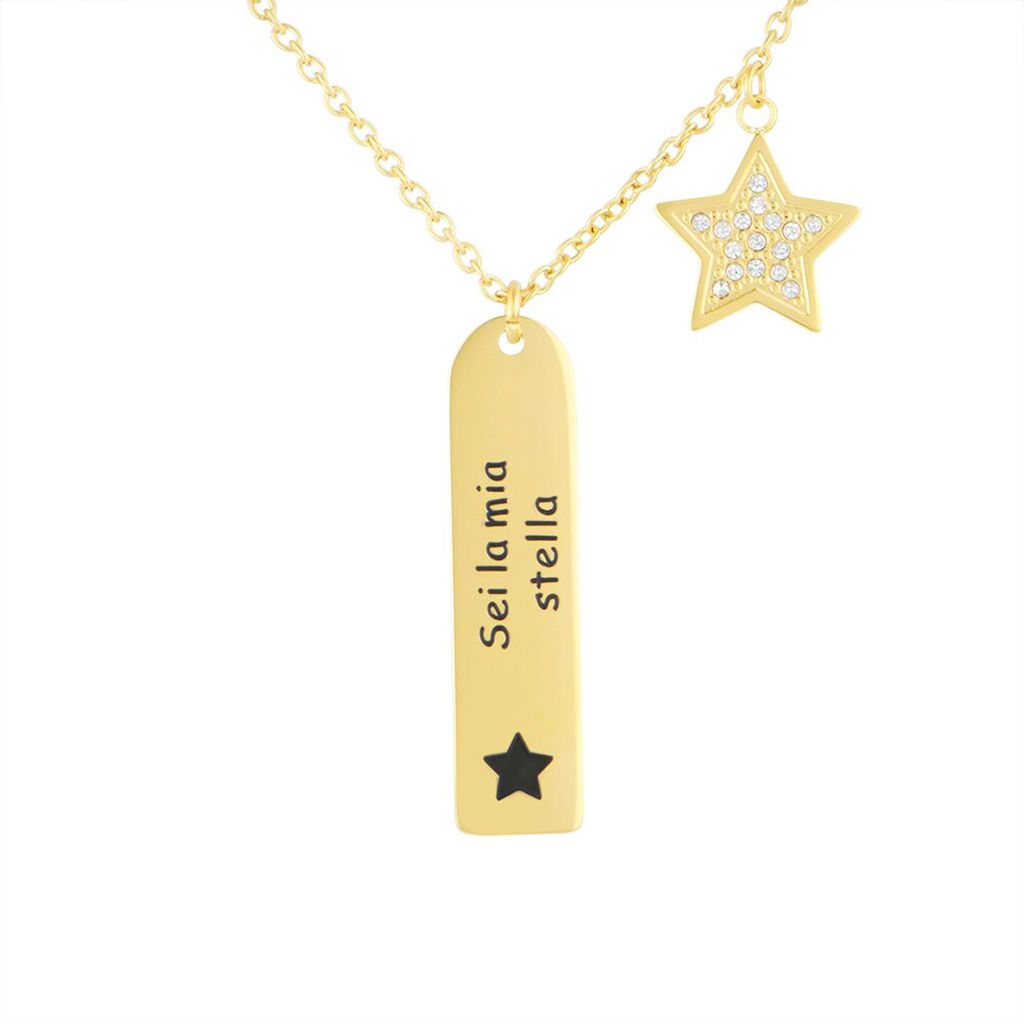 Collana Lady Message Acciaio Dorato Cristallo - Collane Donna | Stroili
