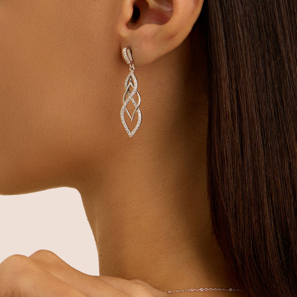 Orecchini Pendenti Silver Shine Argento Rodiato Cubic Zirconia