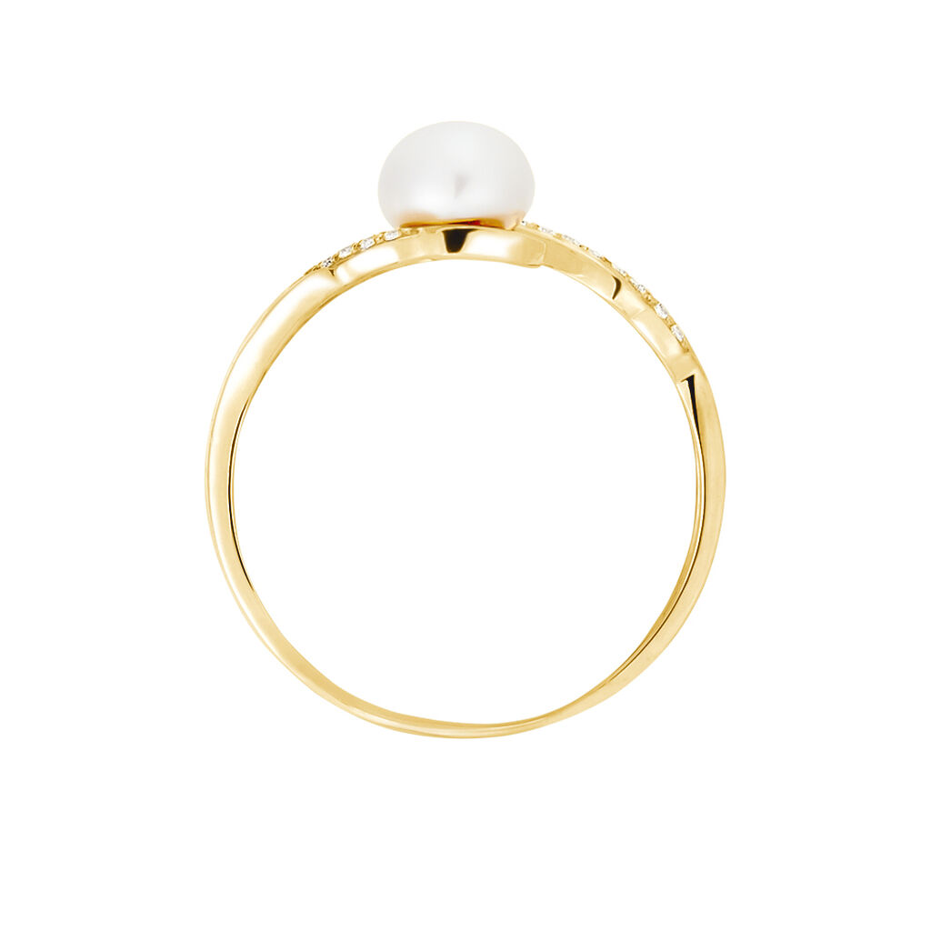 Anello Solitario Gabrielle Oro Giallo Perla D'Acqua Dolce Cubic Zirconia - Anelli con Pietre Donna | Stroili