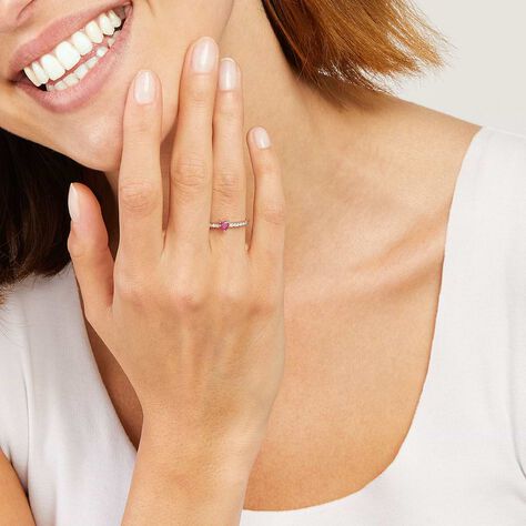 Anello Solitario Charlotte Oro Bianco Rubino Diamante - Anelli con Pietre Donna | Stroili
