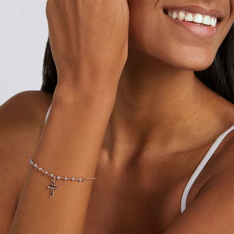 Bracciale Rosario Silver Soul Argento Rosa Cristallo - Bracciali con Rosario Donna | Stroili