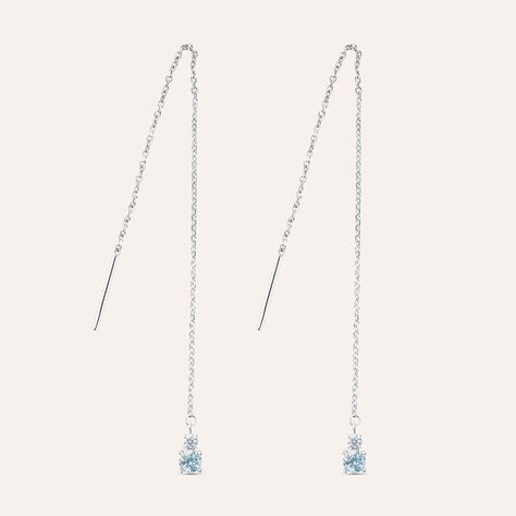 Orecchini Pendenti Saliscendi Am&eacute;lie Oro Bianco Topazio Cubic Zirconia - Orecchini Pendenti Donna | Stroili