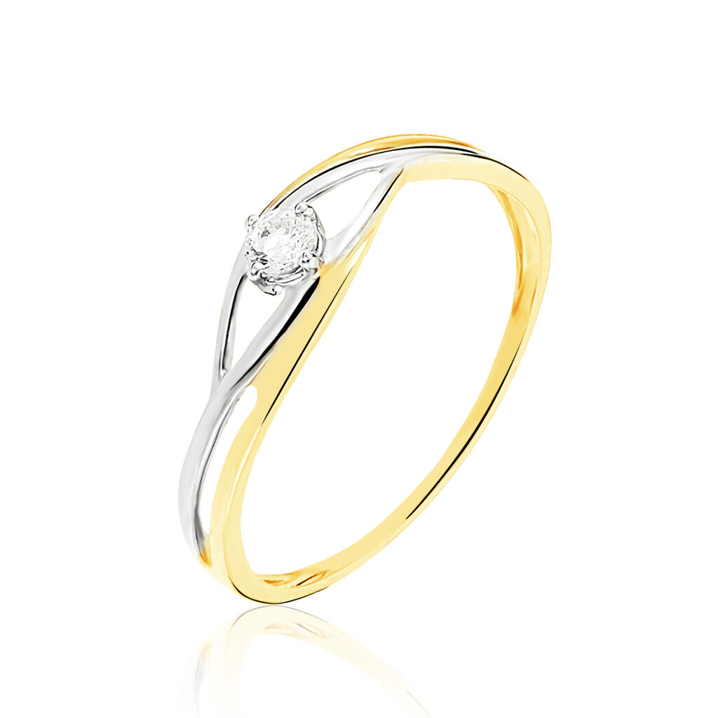 Anello Solitario Claire Oro Bicolore Cubic Zirconia - Anelli con Pietre Donna | Stroili