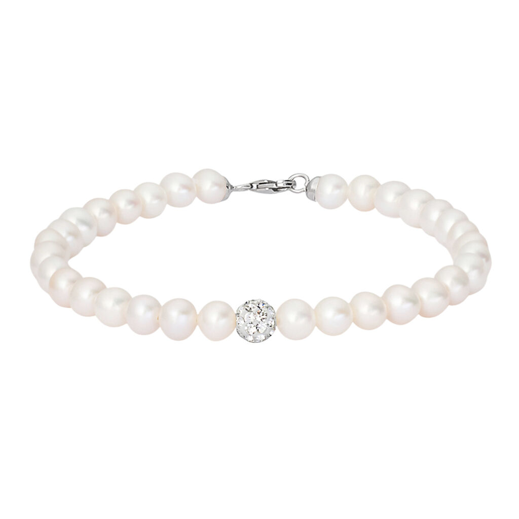 Bracciale Gabrielle Oro Bianco Perla D'Acqua Dolce Cristallo - Bracciali Donna | Stroili