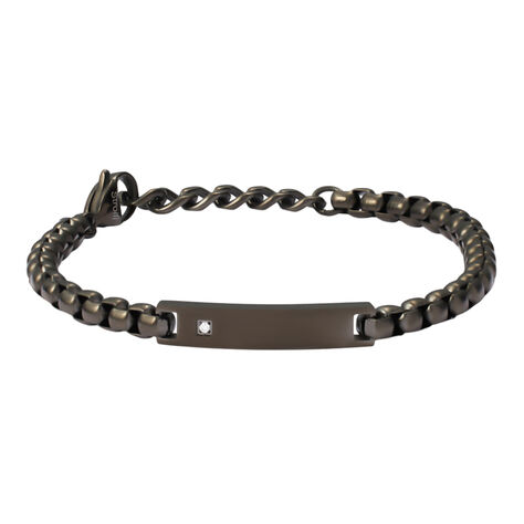 Bracciale Con Targhetta Man Code Acciaio Nero Cubic Zirconia - Bracciali con Incisione Uomo | Stroili