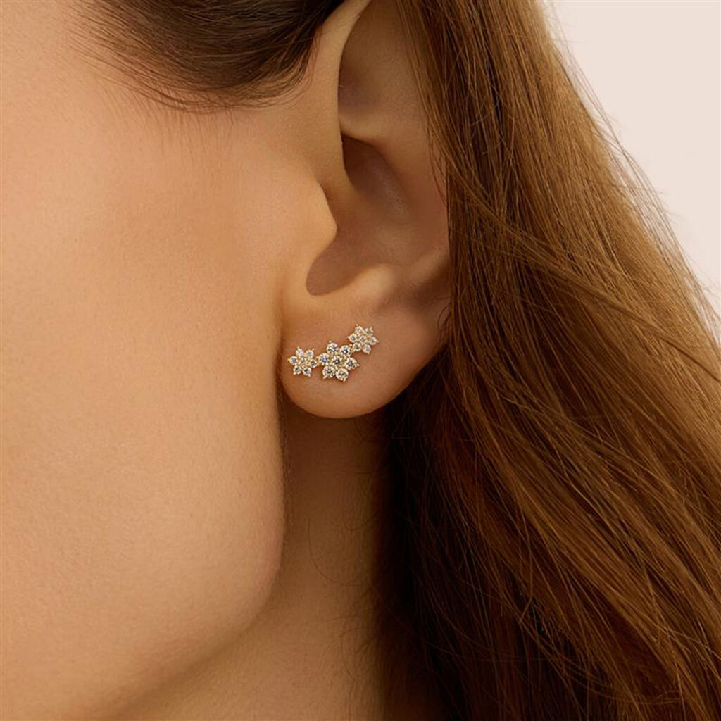 Orecchini Lobo Bon Ton Oro Giallo Cubic Zirconia