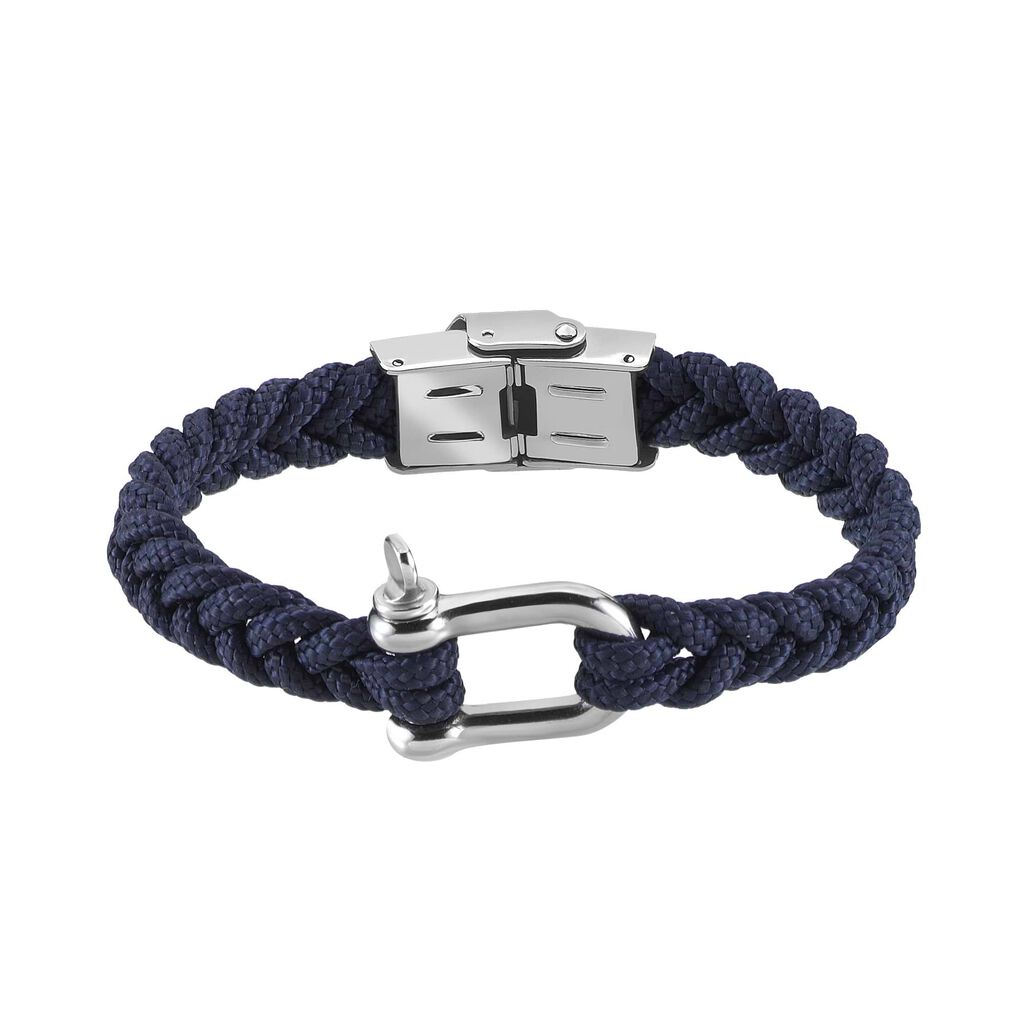 Bracciale in acciaio e corda - Bracciali Uomo | Stroili