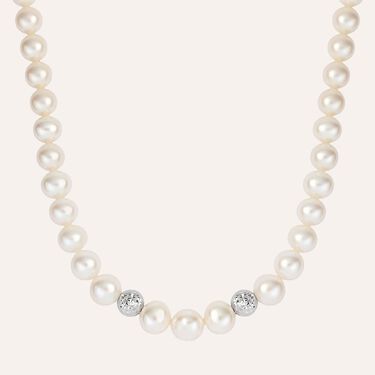 Collana Gabrielle Oro Bianco Perla D'Acqua Dolce