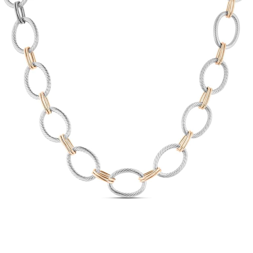 Catena Lady Code Acciaio Bicolore Bianco / Rosa - Collane Catena Donna | Stroili