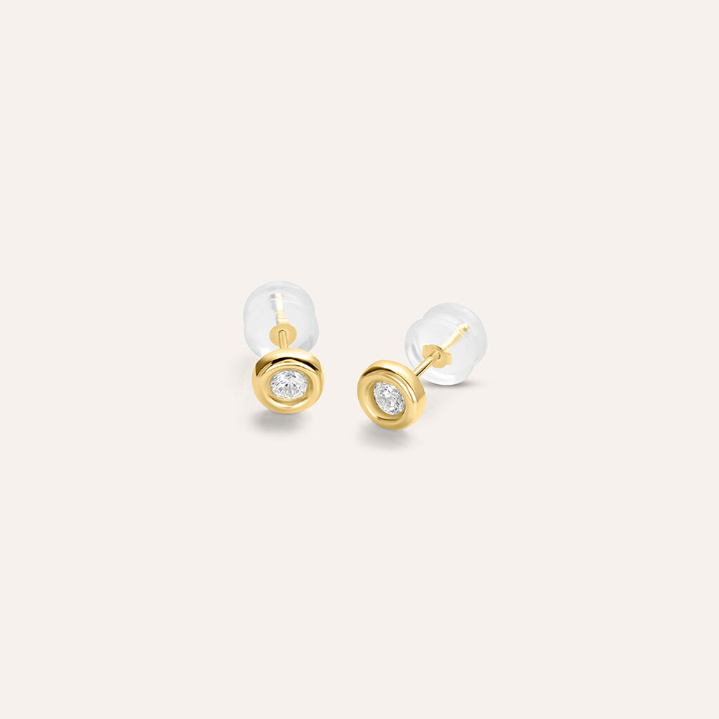 Orecchini Lobo Punto Luce Bon Ton Oro Giallo Cubic Zirconia