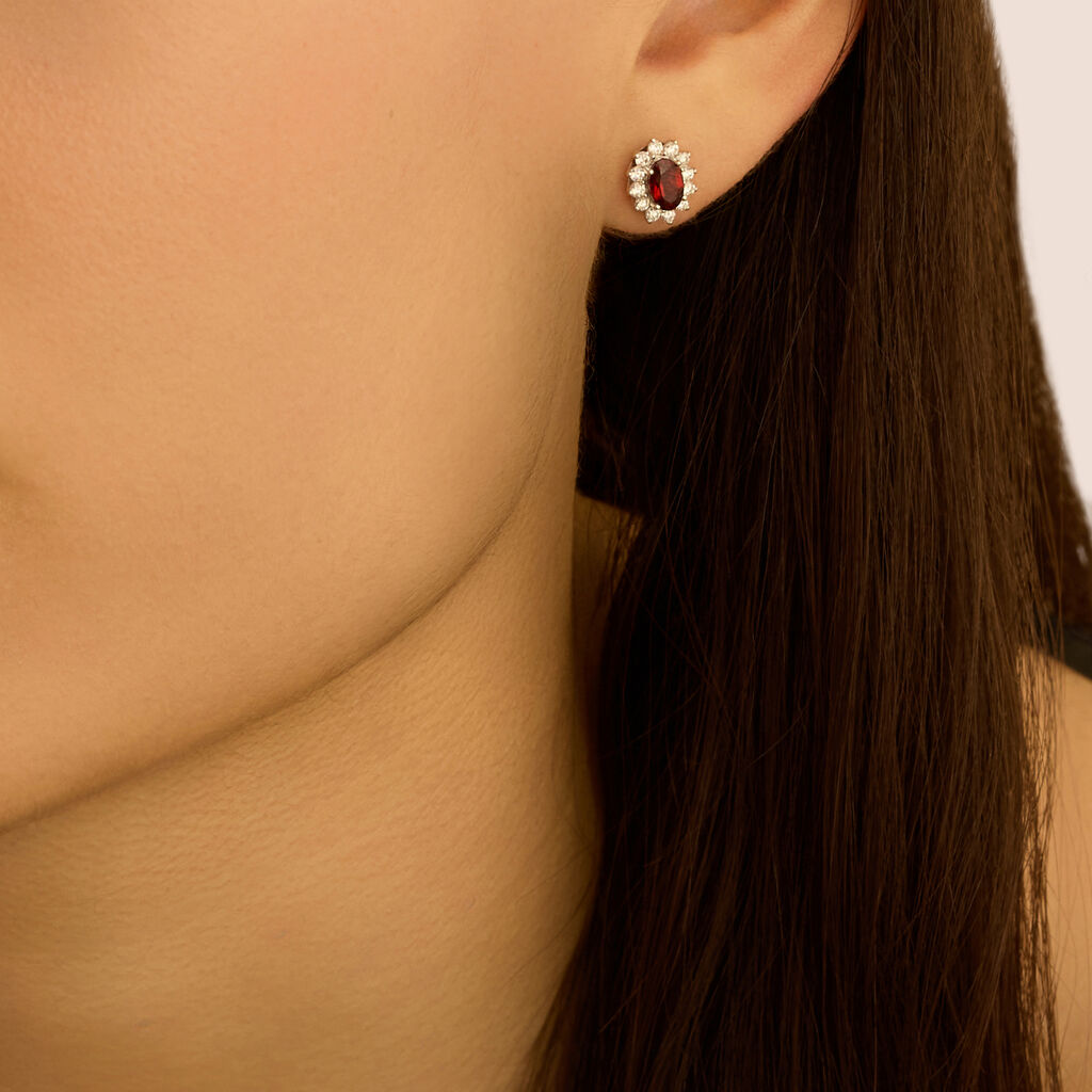 Orecchini Lobo Jasmine Oro Bianco Rodolite Diamante - Orecchini a Lobo Donna | Stroili