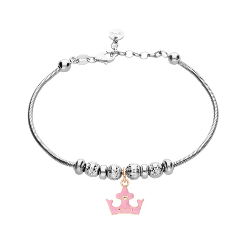 Charm in argento rosato e smalto corona - Charms Donna | Stroili