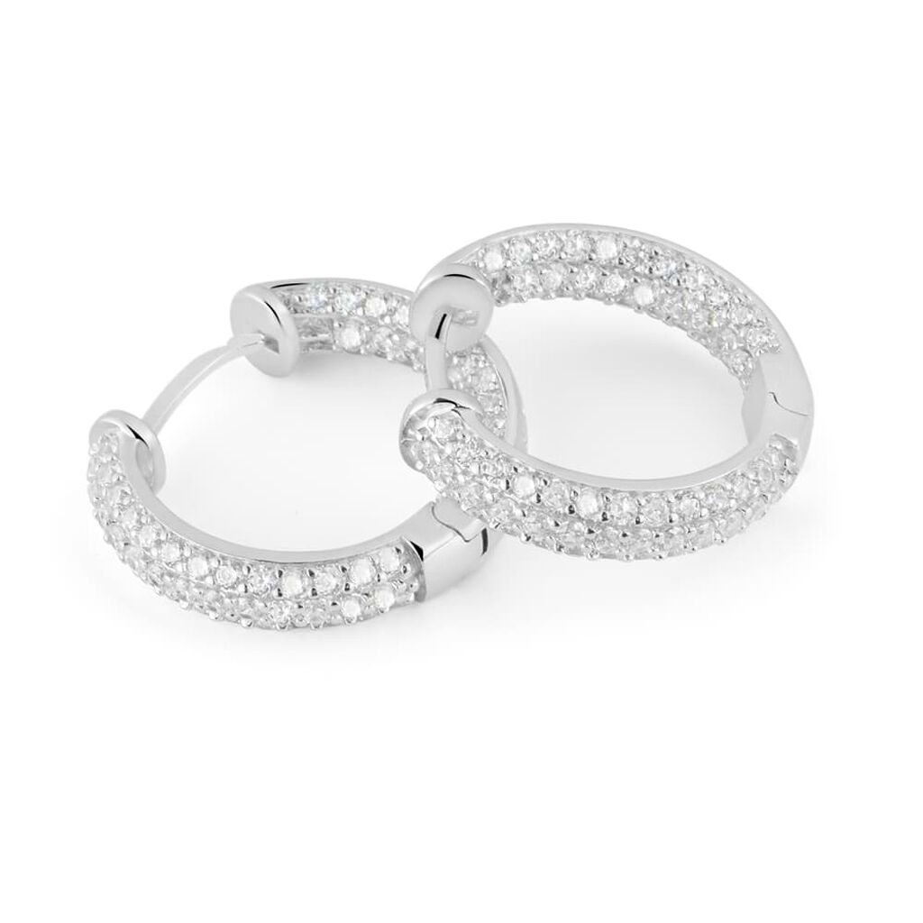Orecchini A Cerchio Silver Shine Argento Rodiato Cubic Zirconia - Orecchini a Cerchio Donna | Stroili