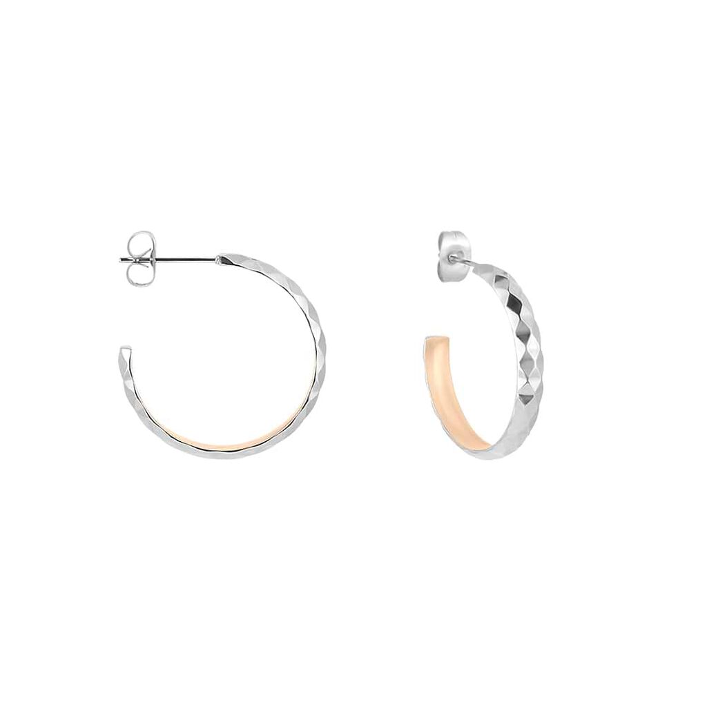 Orecchini a cerchio Lady Code Acciaio Bicolore Diamantato - Orecchini a Cerchio Donna | Stroili