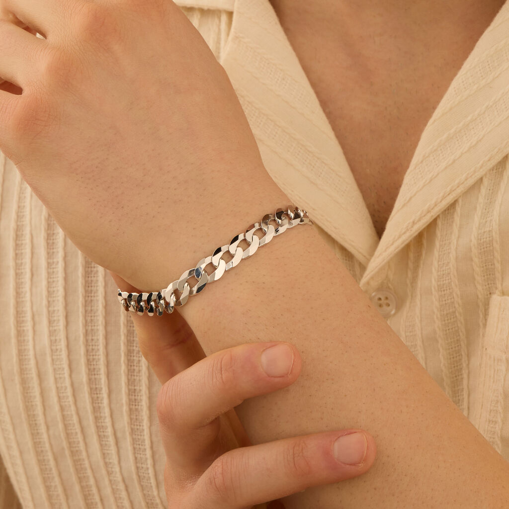 Bracciale Catena Gentleman Argento Rodiato
