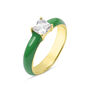 Anello Solitario Lady Sweet Acciaio Dorato Cristallo