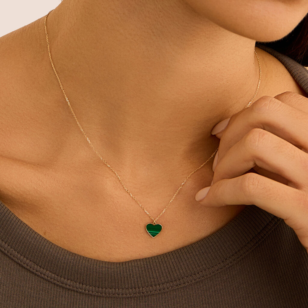 Collana Beverly Oro Giallo Malachite