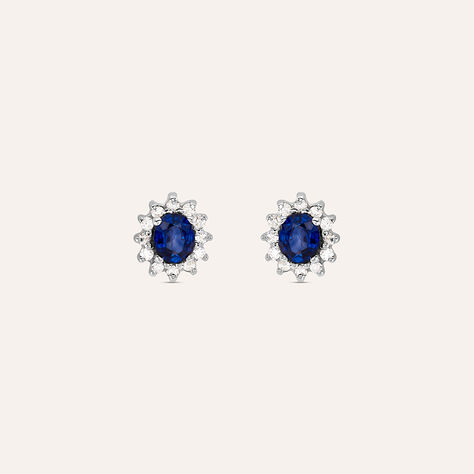 Orecchini Lobo Charlotte Oro Bianco Zaffiro Diamante - Orecchini a Lobo Donna | Stroili