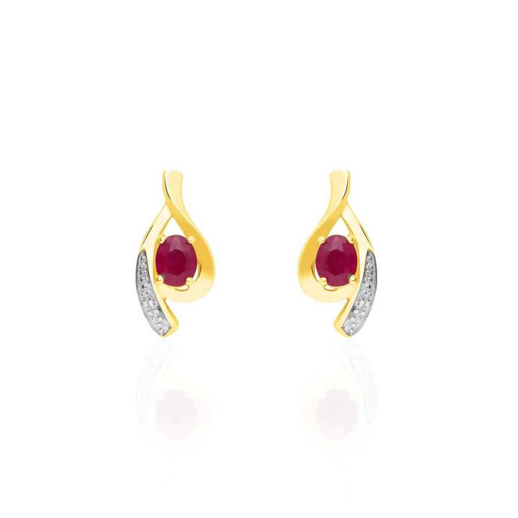 Orecchini pendenti in oro giallo con rubini 0.4 ct e diamanti 0.0066 ct
