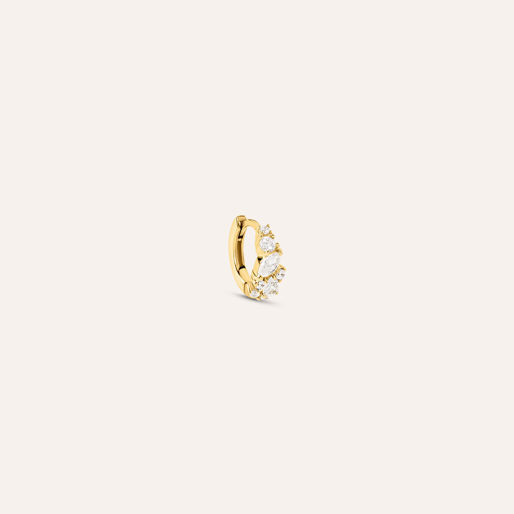 Mono Orecchino A Cerchio Silver Glow Argento Dorato Cubic Zirconia