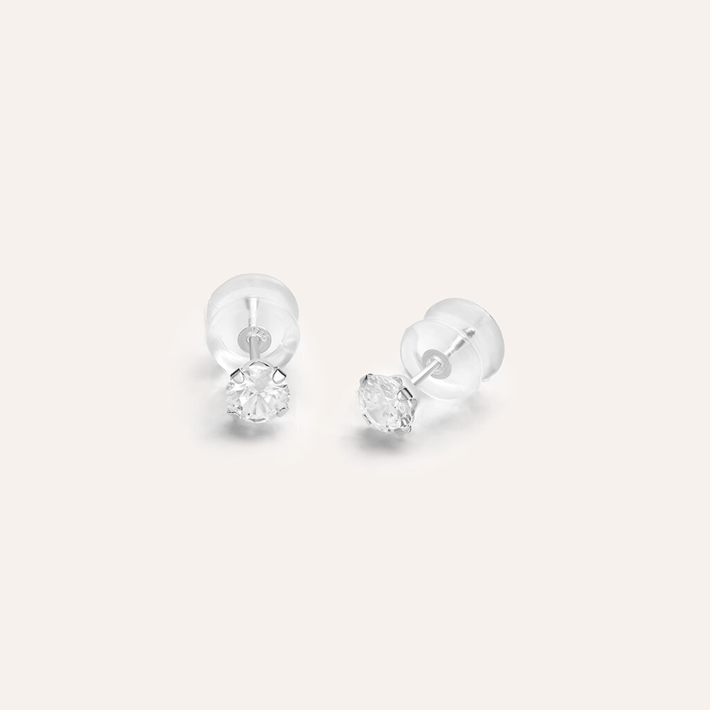 Orecchini Lobo Punto Luce Bon Ton Oro Bianco Cubic Zirconia - Orecchini a Lobo Donna | Stroili